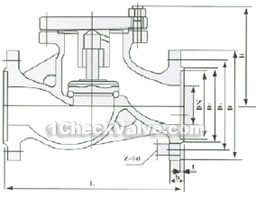 Flange lift copper check valve constructral diagram