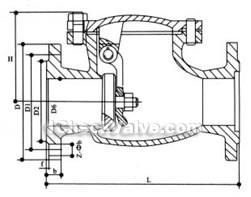 Flange single disc swing check valve constructral diagram(pic1)