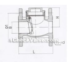 Flange swing brass check valve constructral diagram