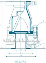 Flange swing lined rubber, lined fluorine check valve constructral diagram