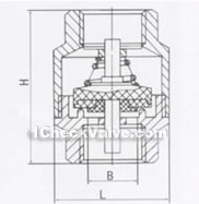 Internal thread vertical brass check valve constructral diagram