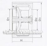 Wafer brass muffler check valve constructral diagram